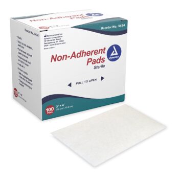 3434 Dynarex Non-Adherent Pads 3"x4" Box of 100 Sterile