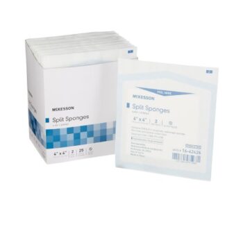 16-42426 McKesson Drain Split Sponge 6-Ply 4"x4" Box of 50 Sterile