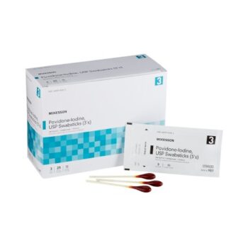 987M McKesson Impregnated Swabstick Povidone-Iodine Individual Packet Box of 25 (10% Strength)