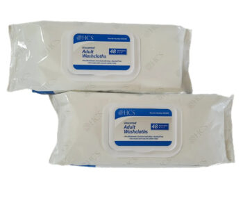 002048 HCS Unscented Adult Wipes (12" x 9")Alcohol-Free, Hypoallergenic, Rinse-Free, pH Balanced, Pack of 48