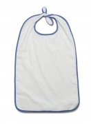 MDTAB5B38WHI Bib EZ-TIE White Terry Cloth with Blue Trim 21"x38"