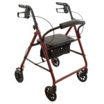 RLS6BG-KD ProBasics Basic 4-Wheel Walker with Seat Burgundy (300 Lbs Weight Capacity)