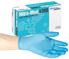 43003 AmerCare Royal Nitra-Med 4300 PF Nitrile Exam Gloves Box of 100 Large